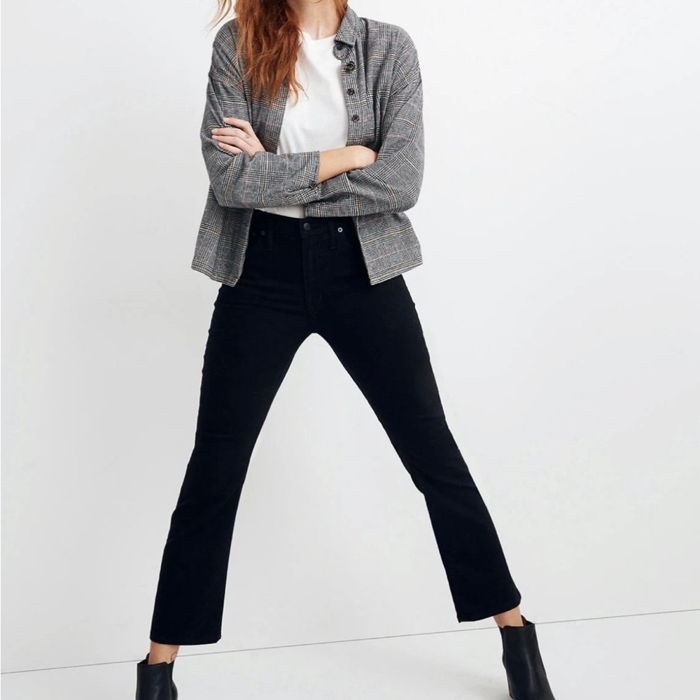 MADEWELL WOMEN'S BLACK LONG SLEEVE BUTTON DOWN PLAID FLANNEL BROMLEY SHIRT
